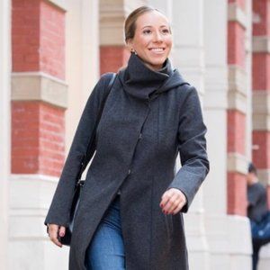 Women's Gray Hooded Coat